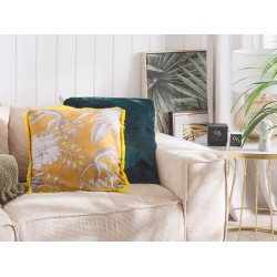 Zestaw 2 poduszek dekoracyjnych MANJU Welur 45 x 45 cm Żółty Wzór zwierzęcy