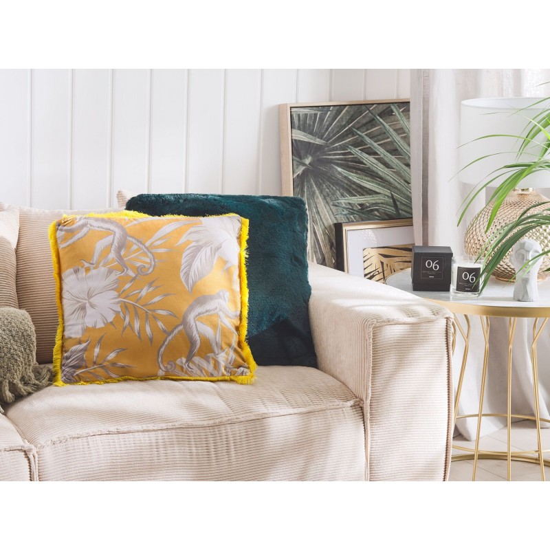 Zestaw 2 poduszek dekoracyjnych MANJU Welur 45 x 45 cm Żółty Wzór zwierzęcy