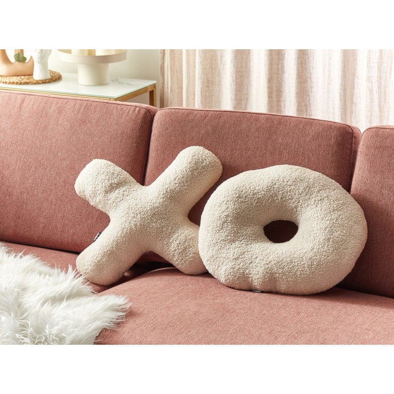 Zestaw 2 poduszek dekoracyjnych HESPERIS Boucle Beżowy Jednolity