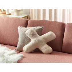 Zestaw 2 poduszek dekoracyjnych HESPERIS Boucle Beżowy Jednolity