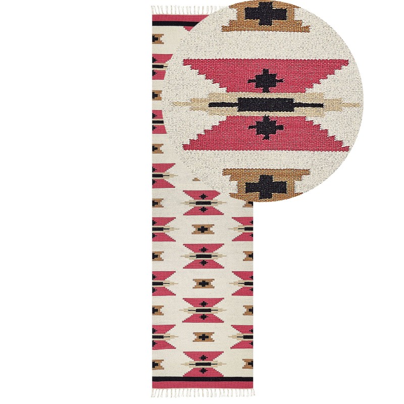 Dywan bawełniany kilim 80 x 300 cm wielokolorowy GARNI