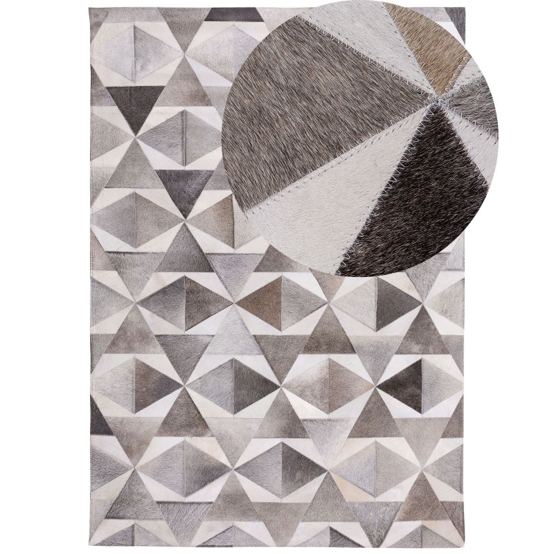 Dywan skórzany 160 x 230 cm szary ALAKA