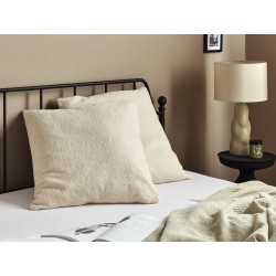 Zestaw 2 poduszek dekoracyjnych LEUZEA Boucle 60 x 60 cm Beżowy Jednolity