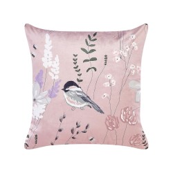 Zestaw 2 poduszek dekoracyjnych CYCLAMEN Welur 45 x 45 cm Pastelowy róż Wzór kwiatowy