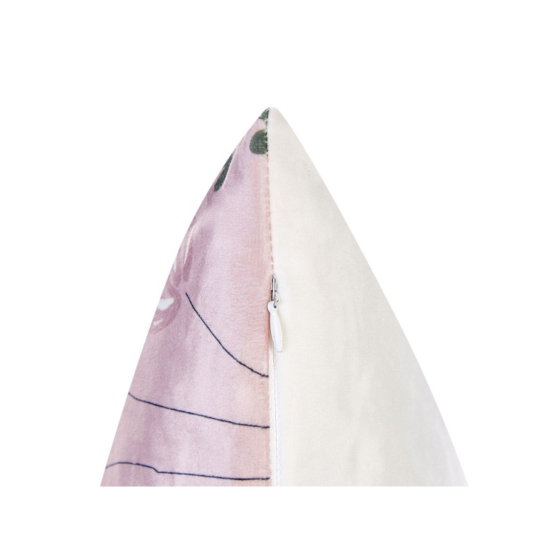 Zestaw 2 poduszek dekoracyjnych CYCLAMEN Welur 45 x 45 cm Pastelowy róż Wzór kwiatowy