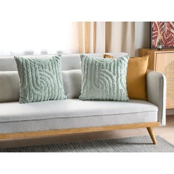 Zestaw 2 poduszek dekoracyjnych TELLIMA Bawełna 45 x 45 cm Miętowy Wzór geometryczny