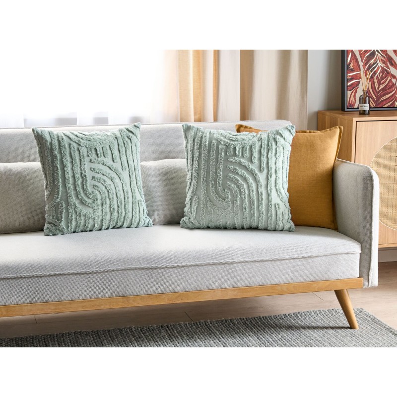 Zestaw 2 poduszek dekoracyjnych TELLIMA Bawełna 45 x 45 cm Miętowy Wzór geometryczny