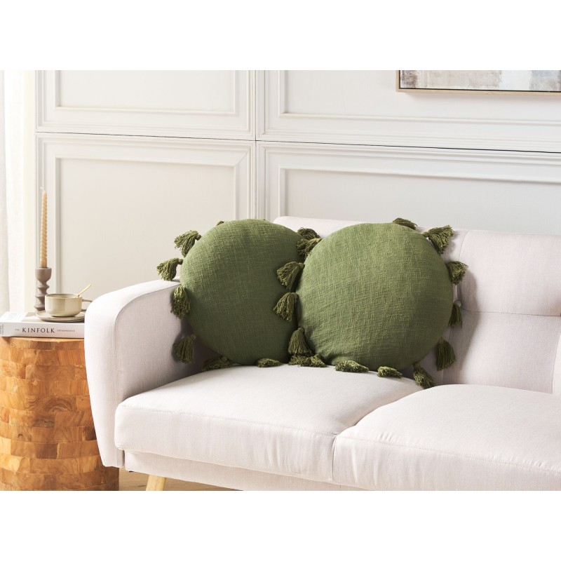 Zestaw 2 poduszek dekoracyjnych MADIA Bawełna 45 x 45 cm Oliwkowy Jednolity