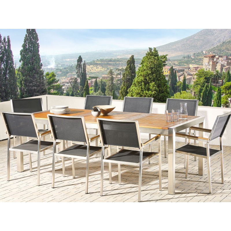 Stół ogrodowy GROSSETO 220 cm 100 cm Drewno eukaliptusowe Brązowy