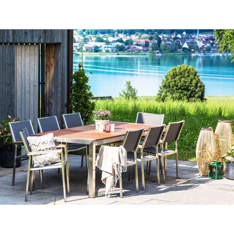 Stół ogrodowy GROSSETO 220 cm 100 cm Drewno eukaliptusowe Brązowy