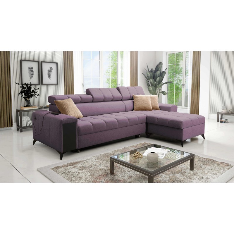 Venna I Mini Corner Sofa with Sleeping Function and USB Port in Plush Fabric, Avra 9