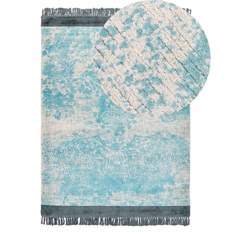 Dywan z wiskozy 140 x 200 cm niebieski z beżowym AKARSU