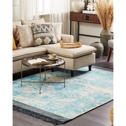 Dywan z wiskozy 140 x 200 cm niebieski z beżowym AKARSU