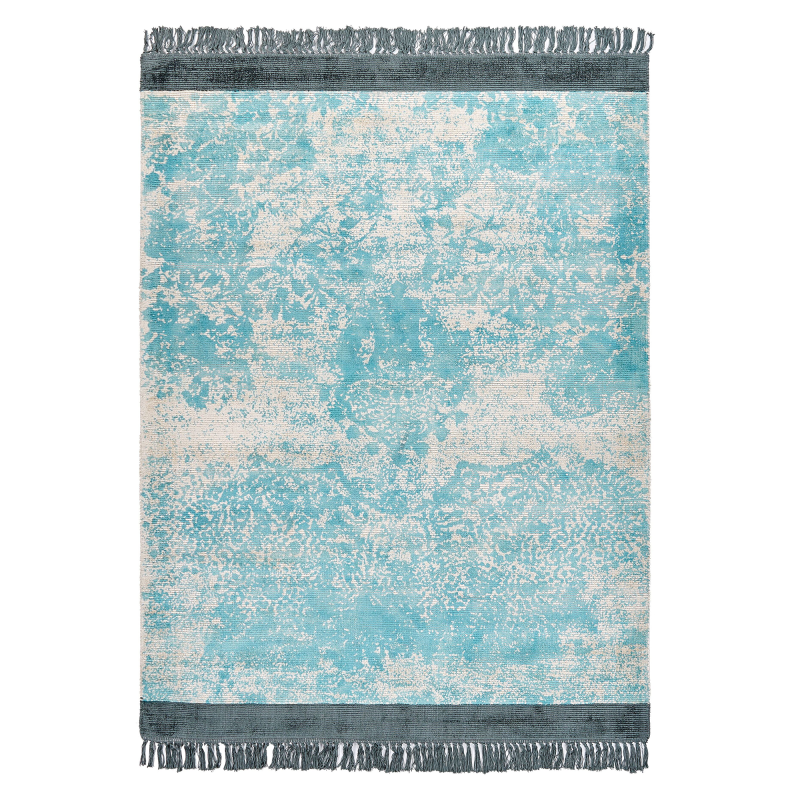 Dywan z wiskozy 140 x 200 cm niebieski z beżowym AKARSU