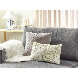 Poduszka dekoracyjna SPANDOREA Bawełna 30 x 50 cm Zielony Wzór roślinny