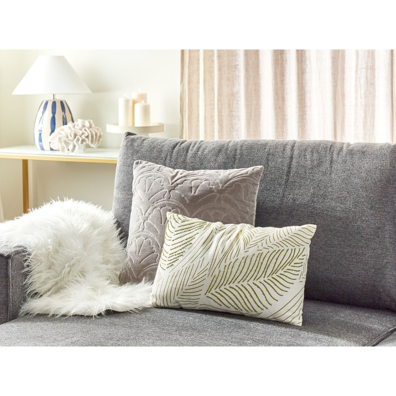 Poduszka dekoracyjna SPANDOREA Bawełna 30 x 50 cm Zielony Wzór roślinny