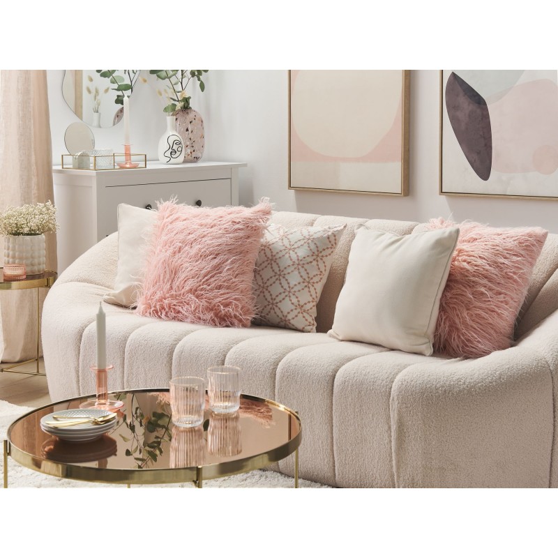 Zestaw 2 poduszek dekoracyjnych DAISY Sztuczne futro 45 x 45 cm Różowy Jednolity