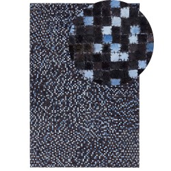 Dywan skórzany 140 x 200 cm brązowo-niebieski IKISU