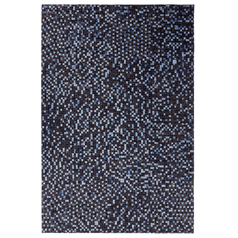 Dywan skórzany 140 x 200 cm brązowo-niebieski IKISU