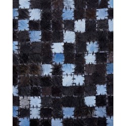 Dywan skórzany 140 x 200 cm brązowo-niebieski IKISU