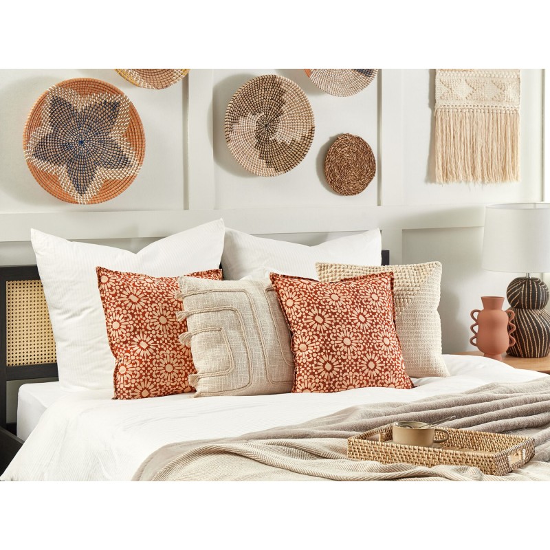 Zestaw 2 poduszek dekoracyjnych CEIBA Bawełna 45 x 45 cm Czerwony Wzór geometryczny