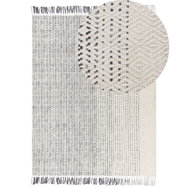 Dywan wełniany 160 x 230 cm biało-szary OMERLI