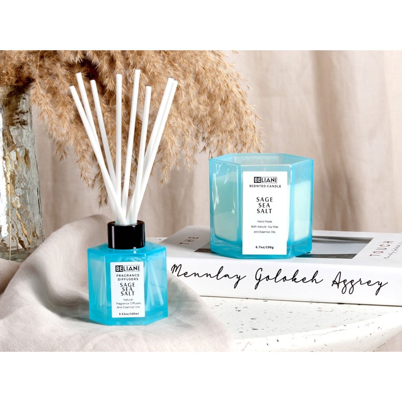 Świeczka zapachowa z patyczkami zapachowymi CLASSY TINT Wosk sojowy Świeże nuty