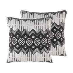 Zestaw 2 poduszek dekoracyjnych CARDAK Bawełna 45 x 45 cm Czarny/ biały Wzór geometryczny