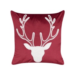 Zestaw 2 poduszek dekoracyjnych BICOCCA Welur 45 x 45 cm Bordowy Wzór świąteczny