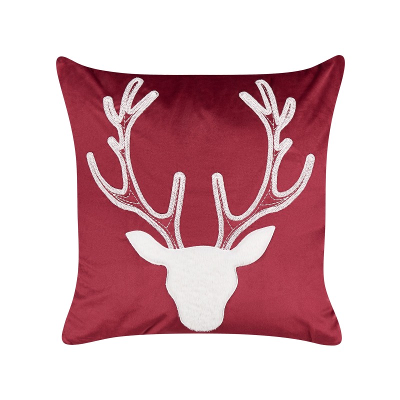 Zestaw 2 poduszek dekoracyjnych BICOCCA Welur 45 x 45 cm Bordowy Wzór świąteczny