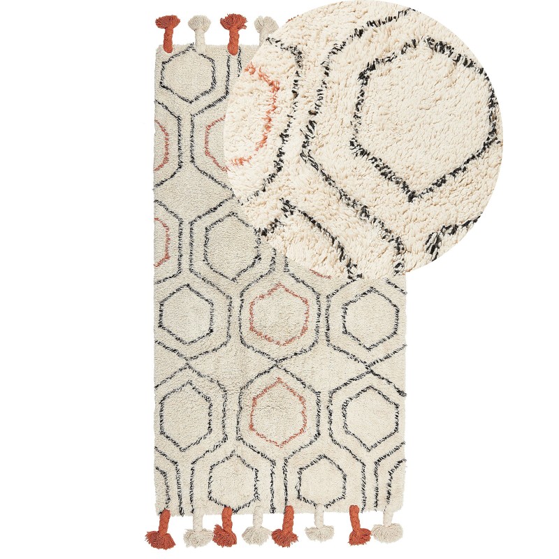 Dywan bawełniany 80 x 150 cm beżowo-pomarańczowy HAJIPUR