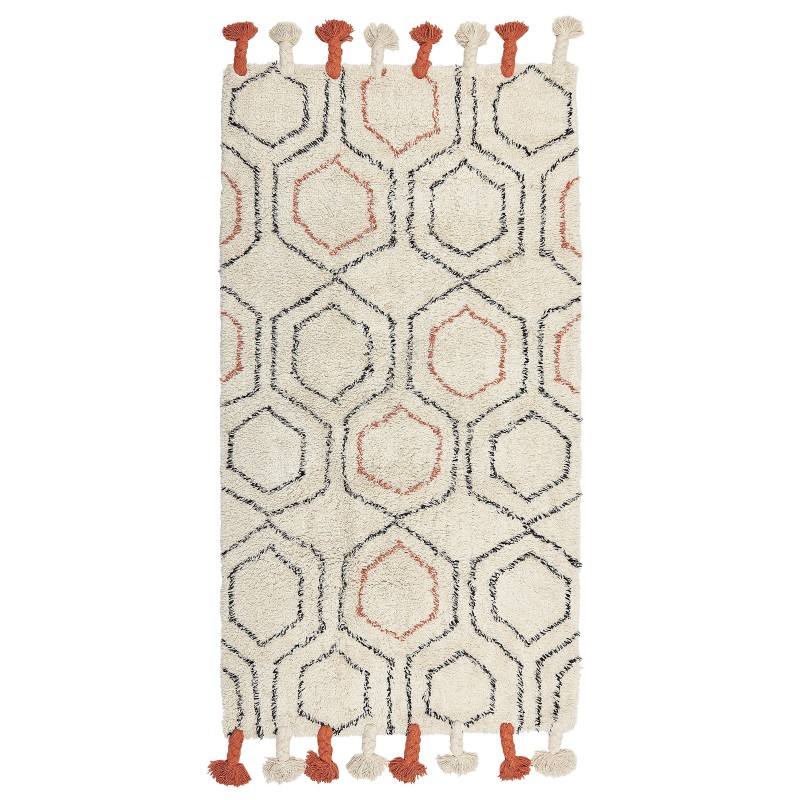 Dywan bawełniany 80 x 150 cm beżowo-pomarańczowy HAJIPUR