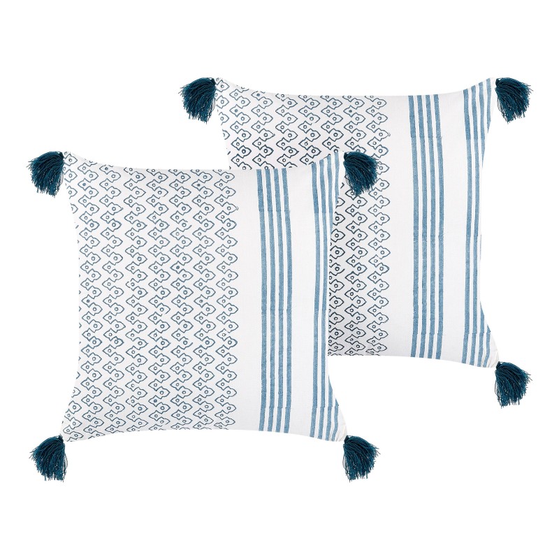 Zestaw 2 poduszek dekoracyjnych TILIA Bawełna 45 x 45 cm Niebieski Wzór geometryczny