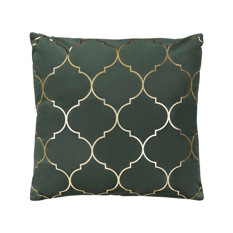 Zestaw 2 poduszek dekoracyjnych ALYSSUM Welur 45 x 45 cm Ciemnozielony Wzór marokańskiej koniczyny