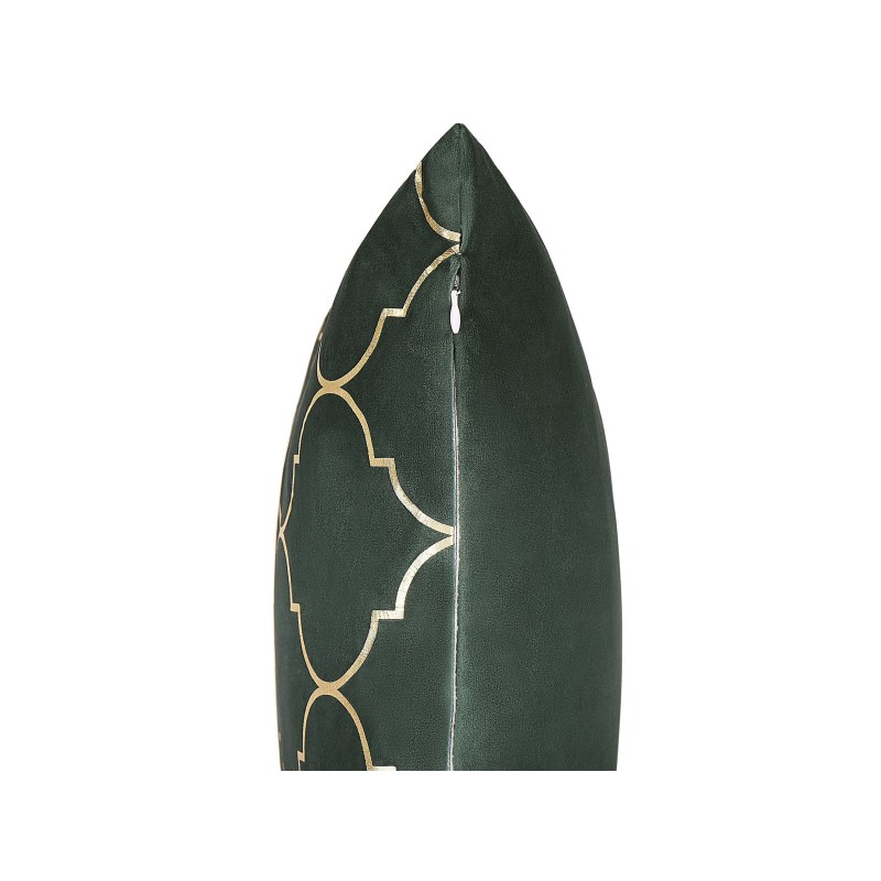 Zestaw 2 poduszek dekoracyjnych ALYSSUM Welur 45 x 45 cm Ciemnozielony Wzór marokańskiej koniczyny