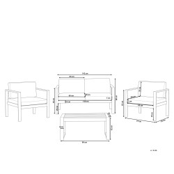 Zestaw ogrodowy ze stolikiem dla 4 osób SALERNO Metal Ciemnoszary