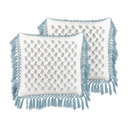 Zestaw 2 poduszek dekoracyjnych PALLIDA Bawełna 45 x 45 cm Niebieski Wzór kwiatowy