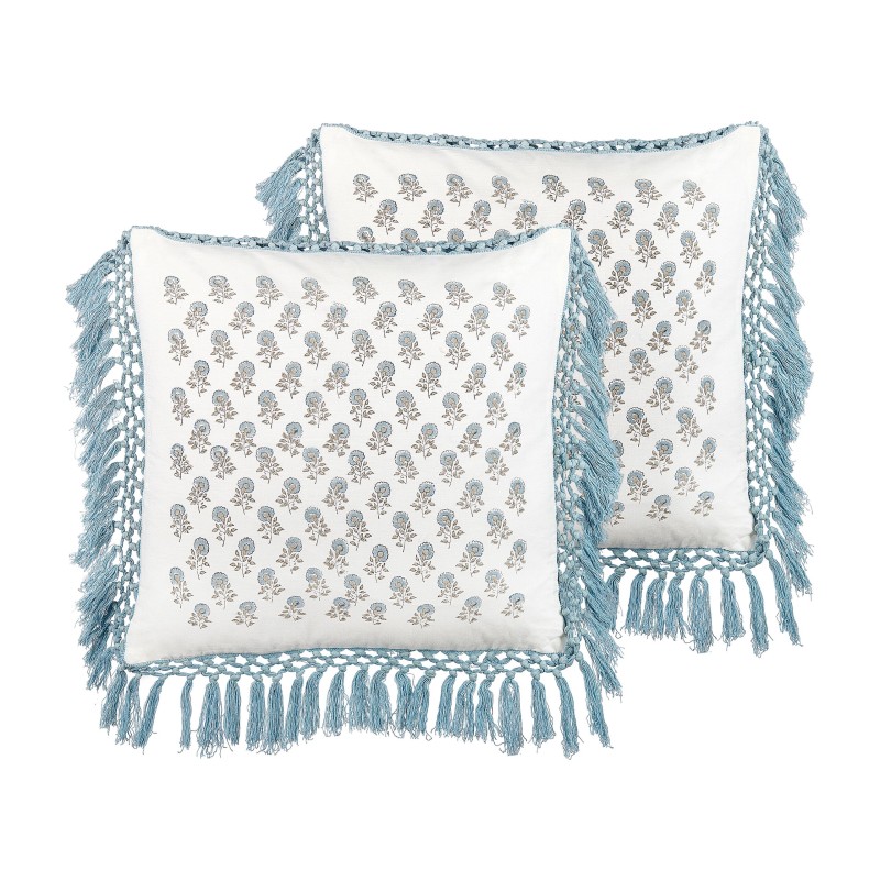 Zestaw 2 poduszek dekoracyjnych PALLIDA Bawełna 45 x 45 cm Niebieski Wzór kwiatowy