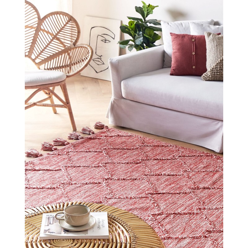 Dywan bawełniany 140 x 200 cm czerwony NIGDE