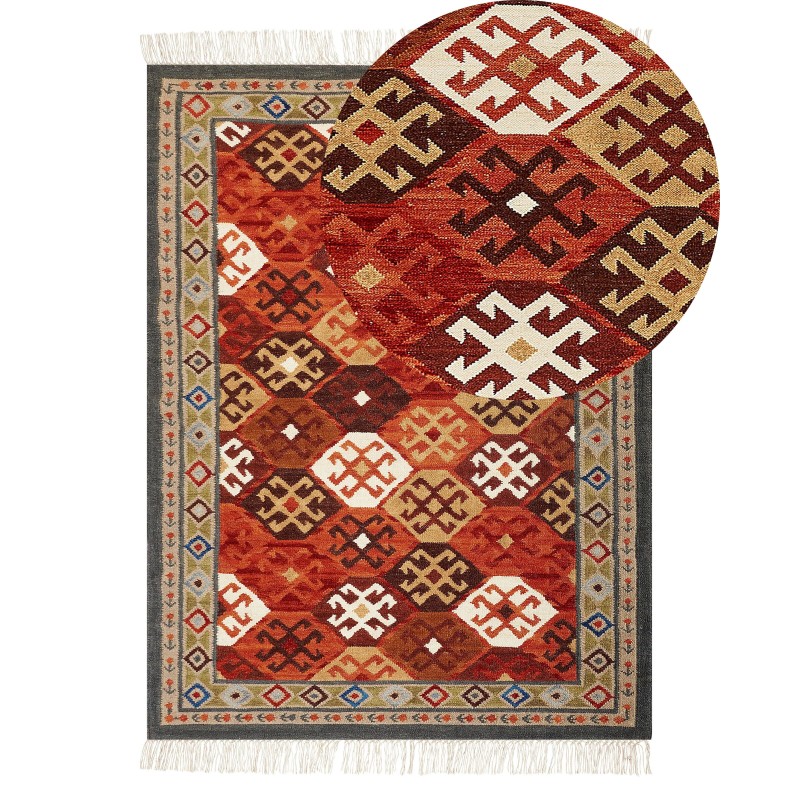 Dywan wełniany kilim140 x 200 cm wielokolorowy URTSADZOR