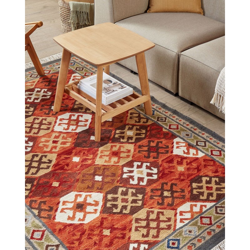 Dywan wełniany kilim140 x 200 cm wielokolorowy URTSADZOR