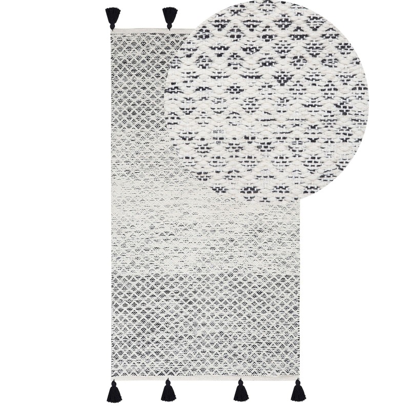 Dywan bawełniano-wełniany 80 x 150 cm czarno-biały GEMLIK
