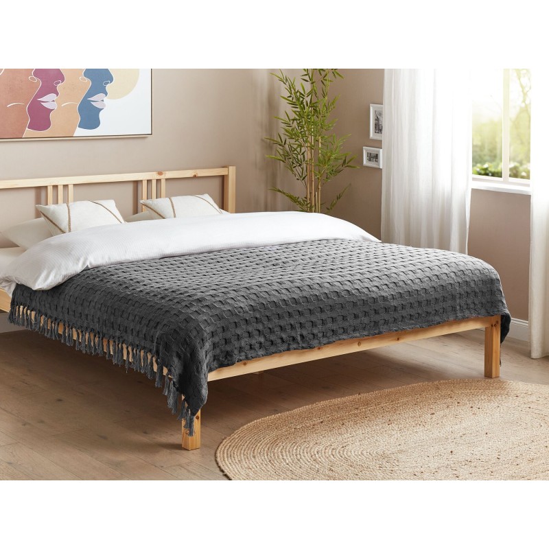 Narzuta na łóżko BERE Bawełna 150 x 200 cm Ciemnoszary