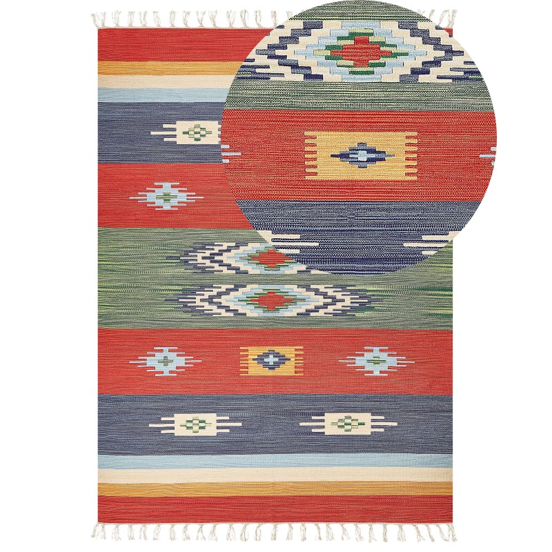 Dywan bawełniany kilim 200 x 300 cm wielokolorowy KAMARIS