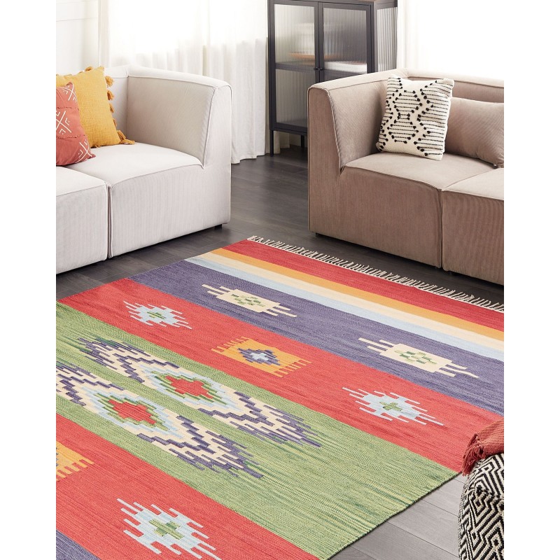 Dywan bawełniany kilim 200 x 300 cm wielokolorowy KAMARIS