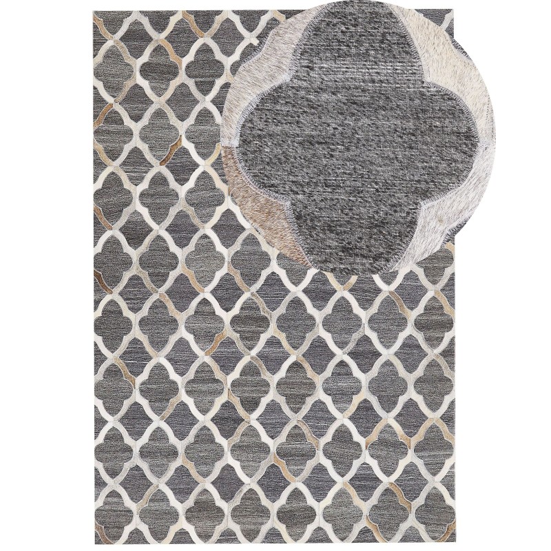 Dywan skórzany 140 x 200 cm szaro-beżowy ROLUNAY