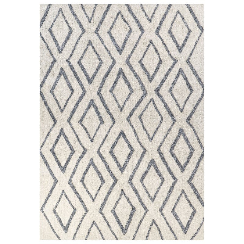 Dywan bawełniany 160 x 230 cm złamana biel z niebieskim MENDERES