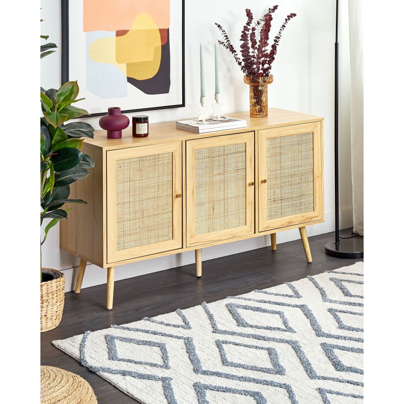 Dywan bawełniany 160 x 230 cm złamana biel z niebieskim MENDERES