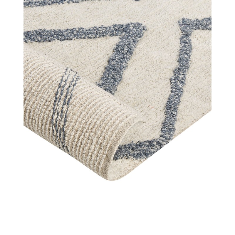 Dywan bawełniany 160 x 230 cm złamana biel z niebieskim MENDERES