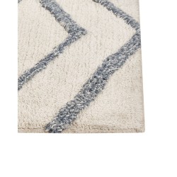 Dywan bawełniany 160 x 230 cm złamana biel z niebieskim MENDERES